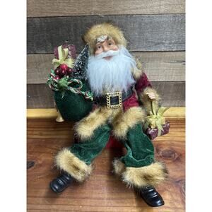 Shelf Sitter Santa With Gifts 10”